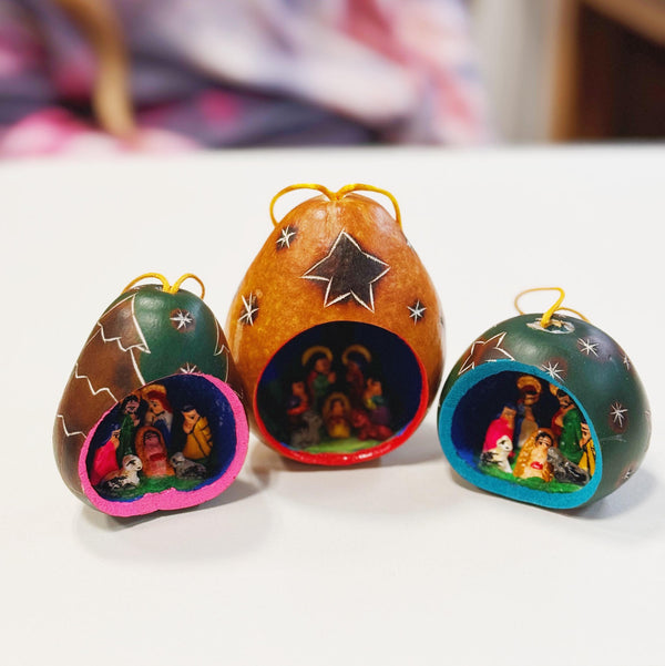 Gourd Nativity Ornament