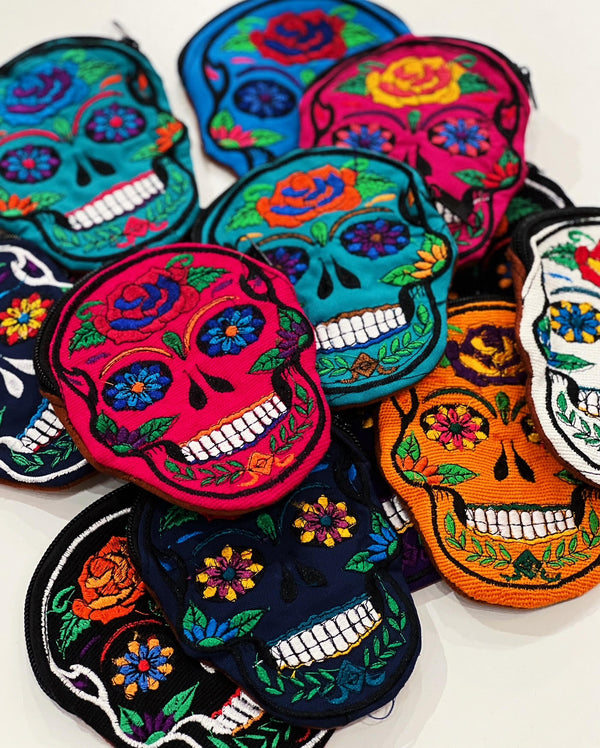 dia de los muertos sugar skull coin purse from Sew Bonita in multiple colors
