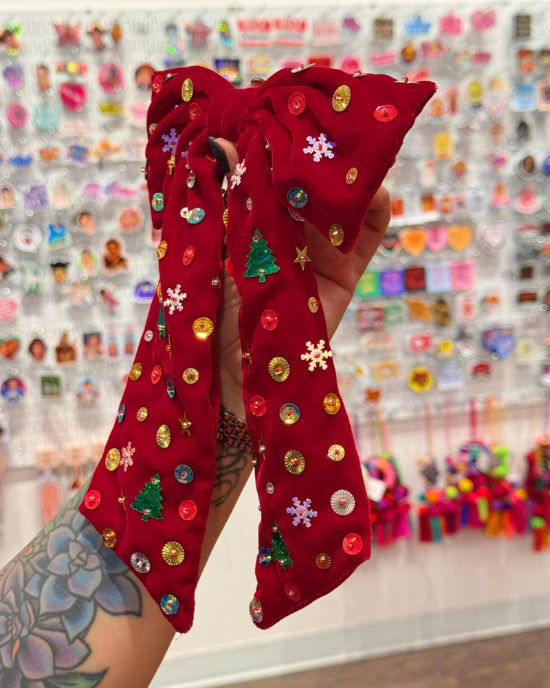 Velvet Christmas Hair Bow