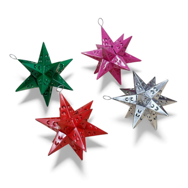 Navidad Tin Star Ornaments