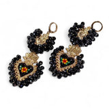 Two Tier Floral Crystal Earrings