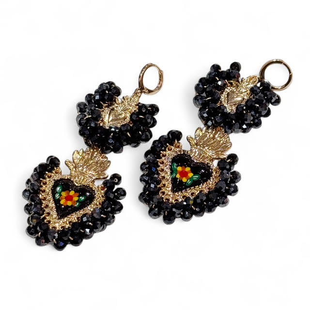 Two Tier Floral Crystal Earrings