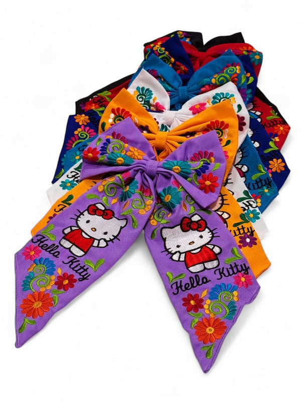Embroidered Hello Kitty Hair Bow (Multiple Colors)
