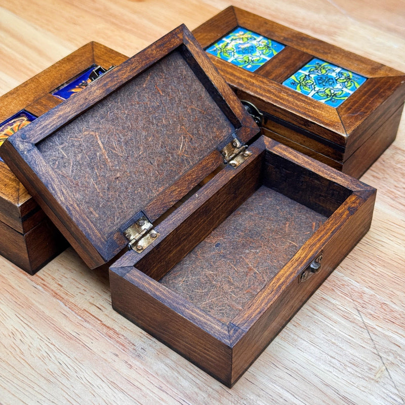 Small Wooden Tile Trinket Box