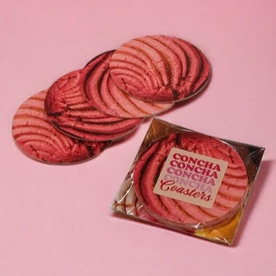 pink concha coasters from sew bonita in corpus christi texas