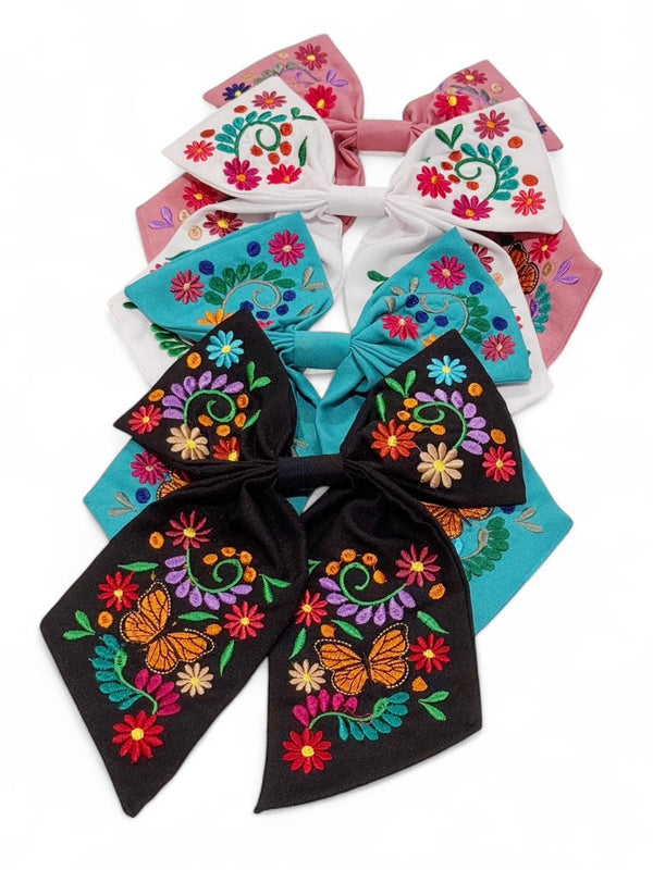 Embroidered Butterfly Hair Bow (Multiple Colors)
