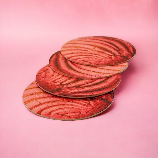 pink concha coasters from sew bonita in corpus christi texas