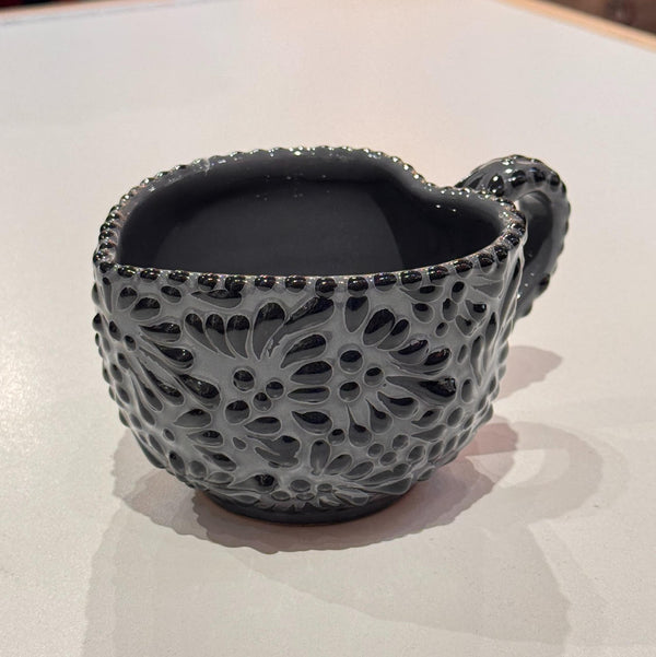 Black and Grey Heart Shaped Talavera Mug