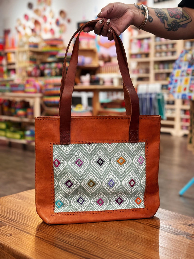 Leather Embroidered Tote