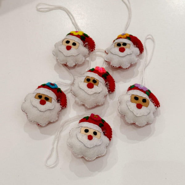 Embroidered Santa Ornaments