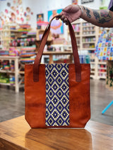 Leather Embroidered Centered Tote