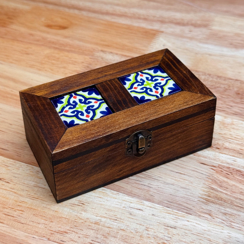 Small Wooden Tile Trinket Box