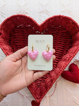 Pink on Pink Talavera Heart Earrings
