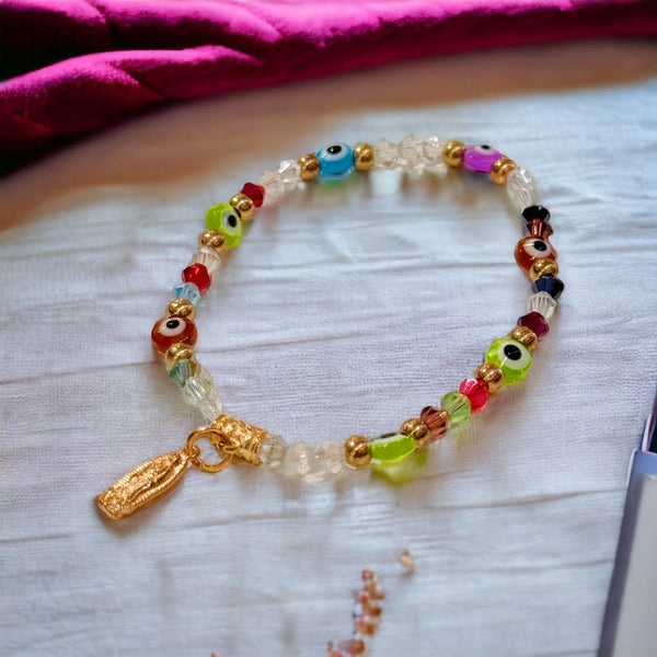 Ojo w/ Virgen de Guadalupe Charm Bracelet