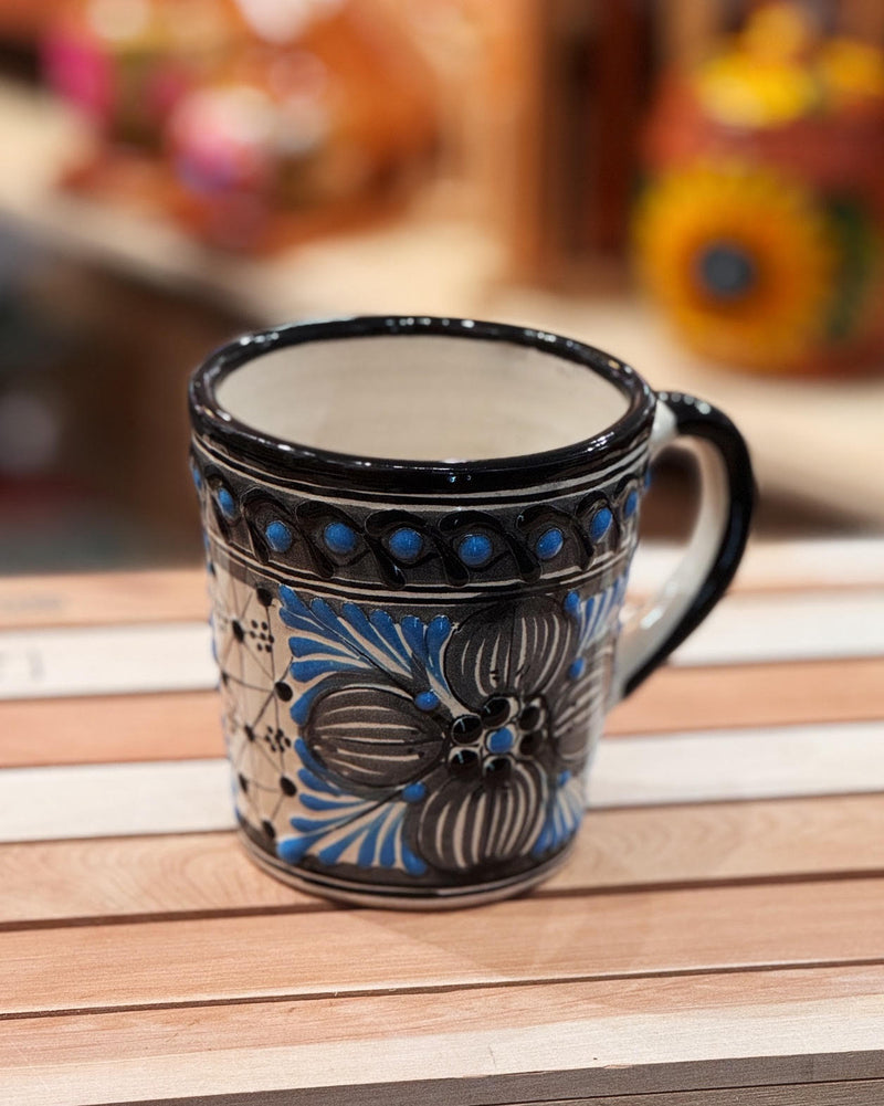 Black and Blue Floral Talavera Mug