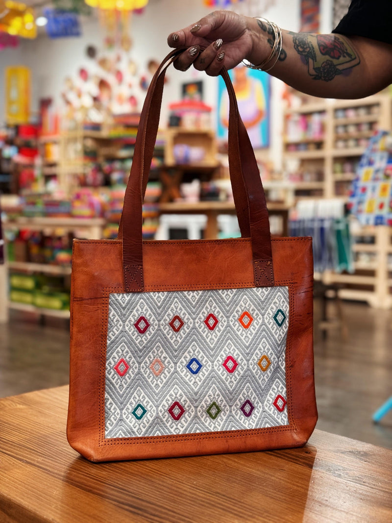 Leather Embroidered Tote