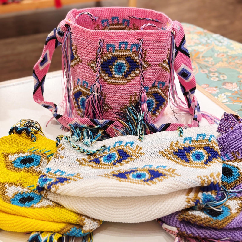 Evil Eye Wayuu Bucket Bag