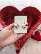 White & Red Talavera Heart Earrings