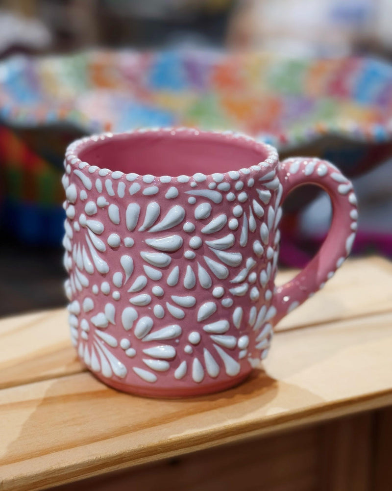 Pink and White Talavera Coffee Mug