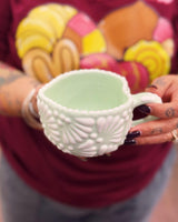 Small Mint and White Heart Talavera Mug