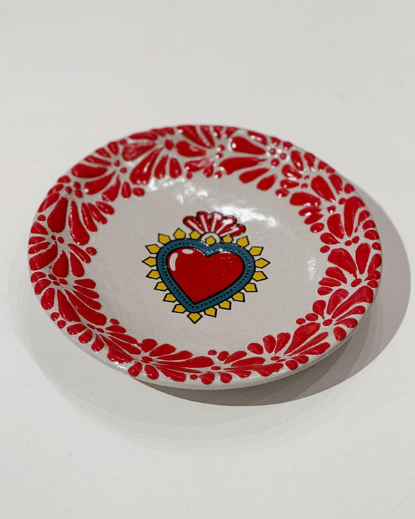 Sacred Heart Red Talavera Plate