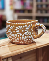 Goldenrod and White Heart Talavera Mug