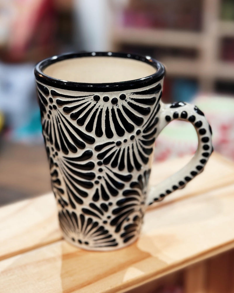 Black Tall Talavera Mug at Sew Bonita in Corpus Christi, TX.