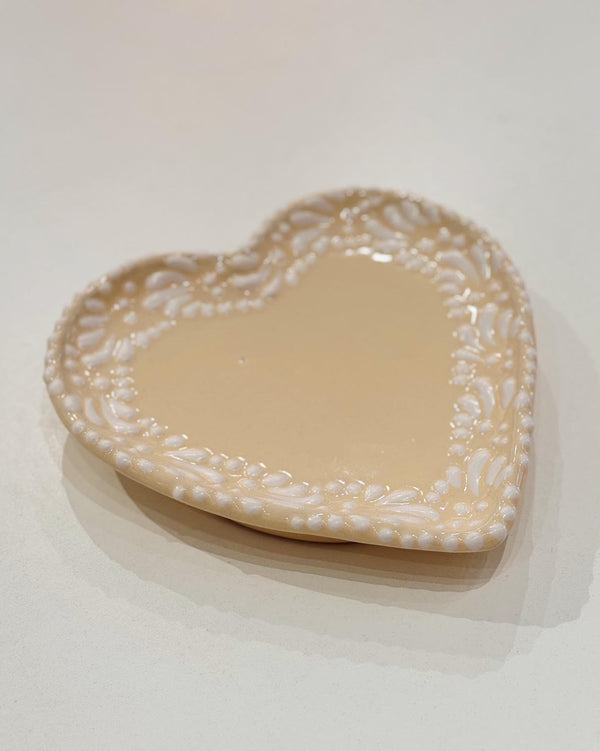 Cream Heart Shaped Talavera Plate