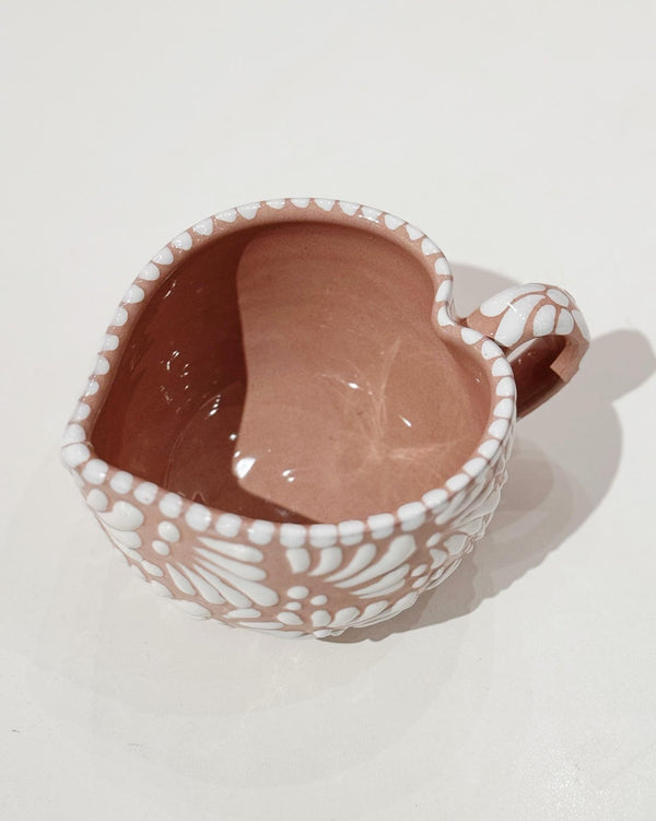 Taupe Heart Shaped Talavera Mug