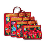 Red Floral Shopping Bag