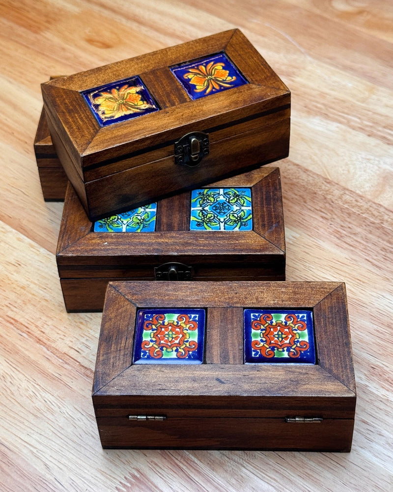 Small Wooden Tile Trinket Box