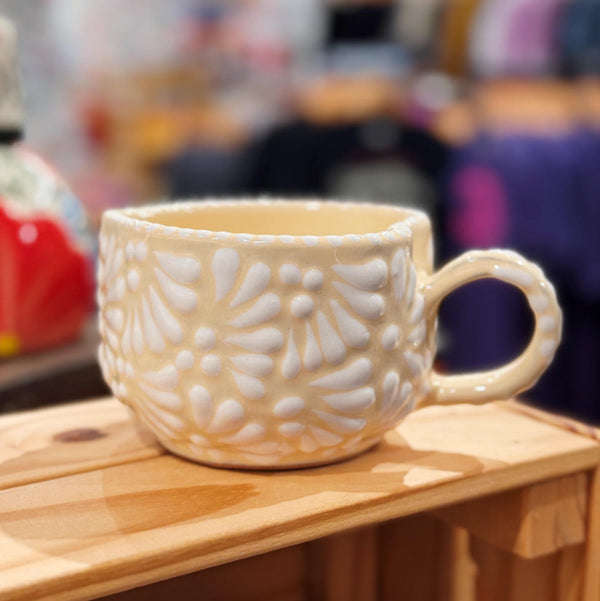 Beige Heart Shaped Talavera Mug