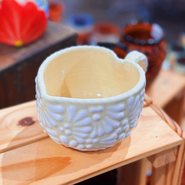Beige Heart Shaped Talavera Mug