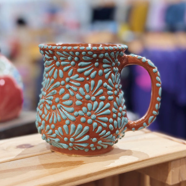 Brown and Light Teal Talavera Mug (w/Lip)