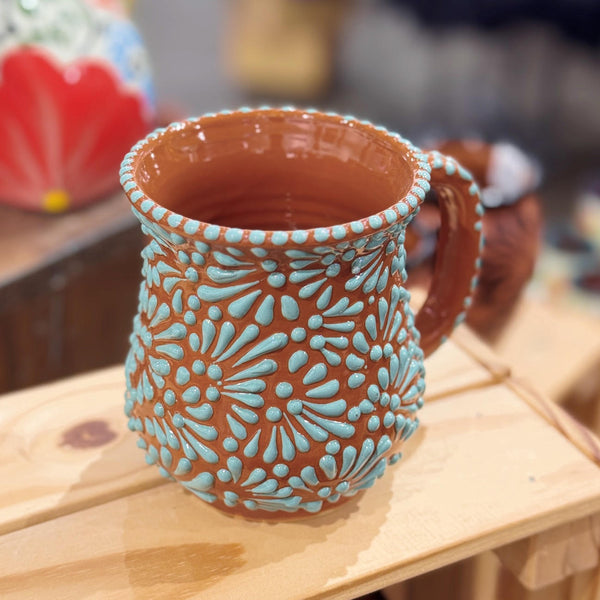 Brown and Light Teal Talavera Mug (w/Lip)