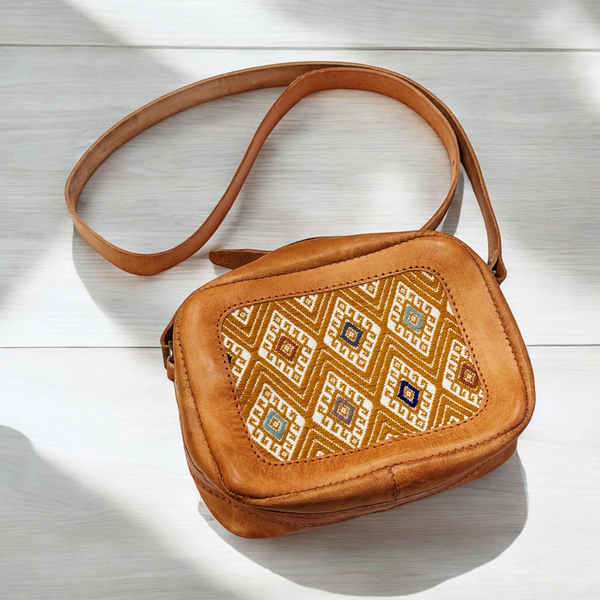 Leather Geometric Camera Bag at Sew Bonita in Corpus Christi, TX.