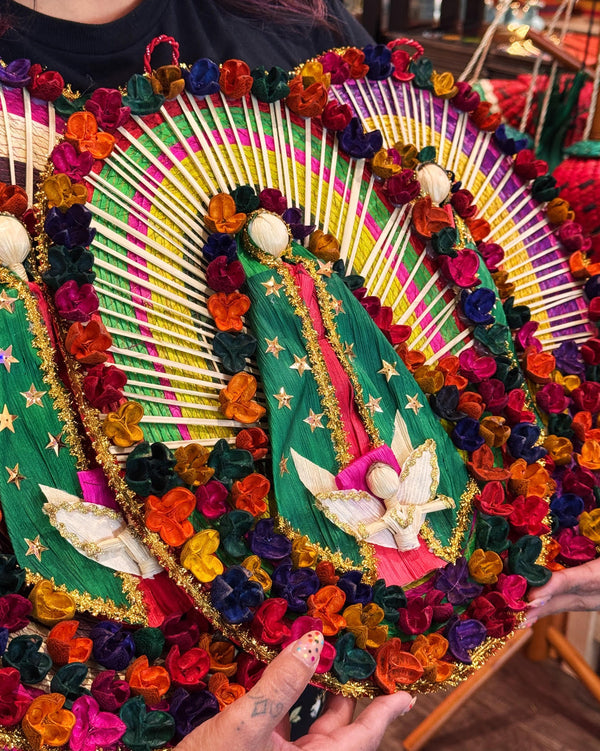 Random Color Woven Corn Husk Virgen de Guadalupe