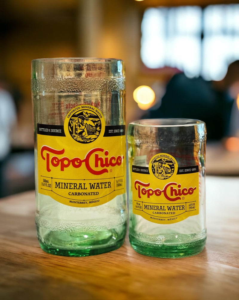 Topo Chico Glasses at Sew Bonita in Corpus Christi, TX from Texas Upcycle