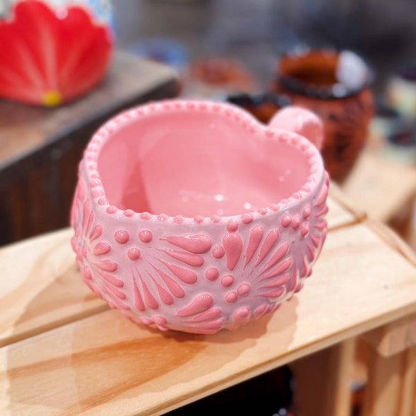 Pink Heart Shaped Talavera Mug