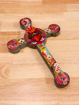 Mexican Flaming Heart Wall Cross Accent
