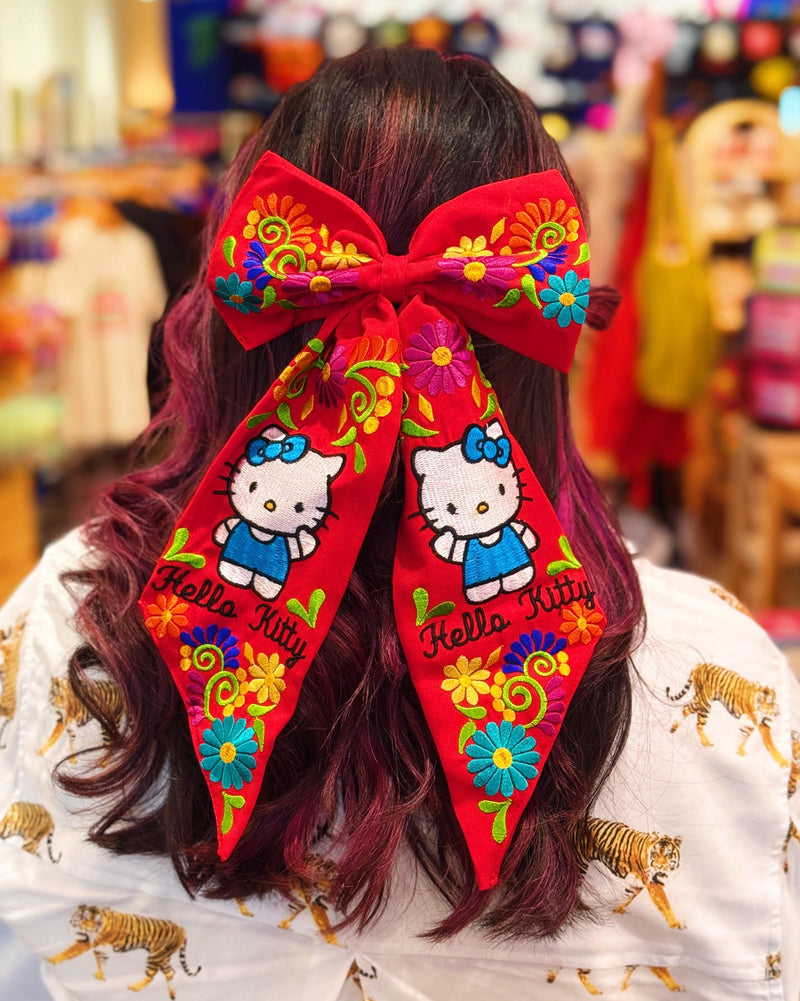 Embroidered Hello Kitty Hair Bow (Multiple Colors)