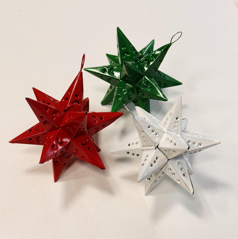 Navidad Tin Star Ornaments