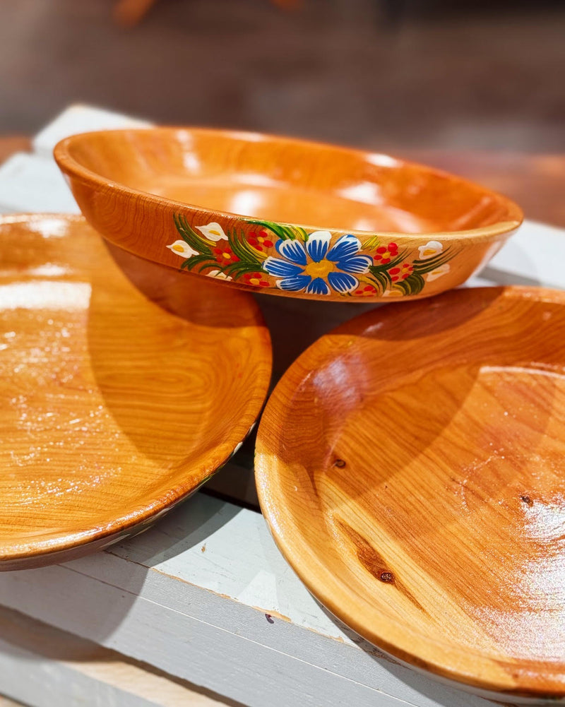 Wooden Floral Plates