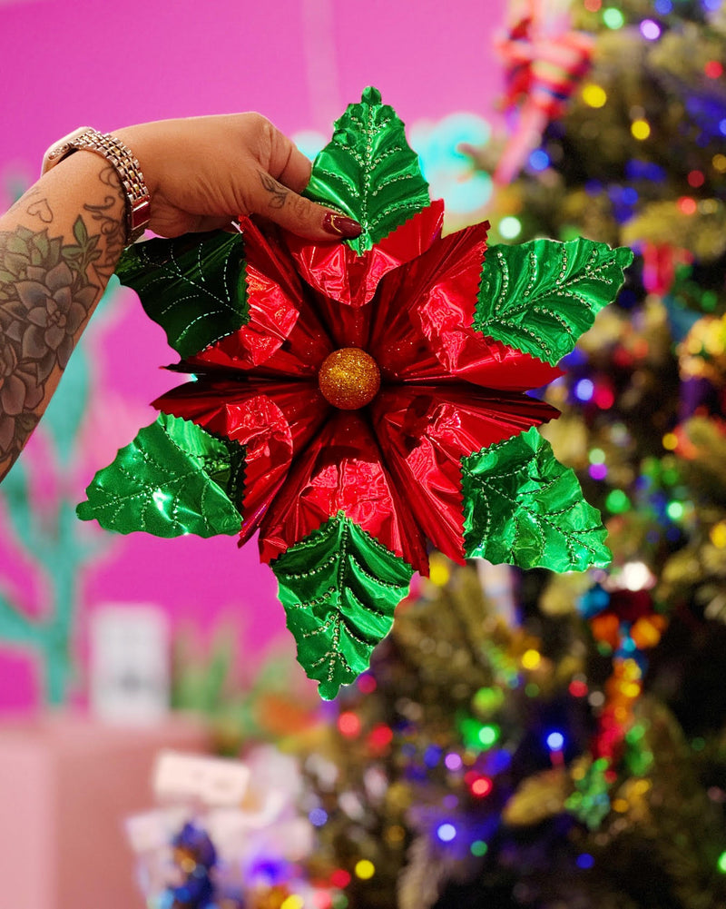 Metallic Poinsettia Ornaments (Large)