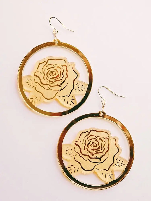 Rose Etched Hoops