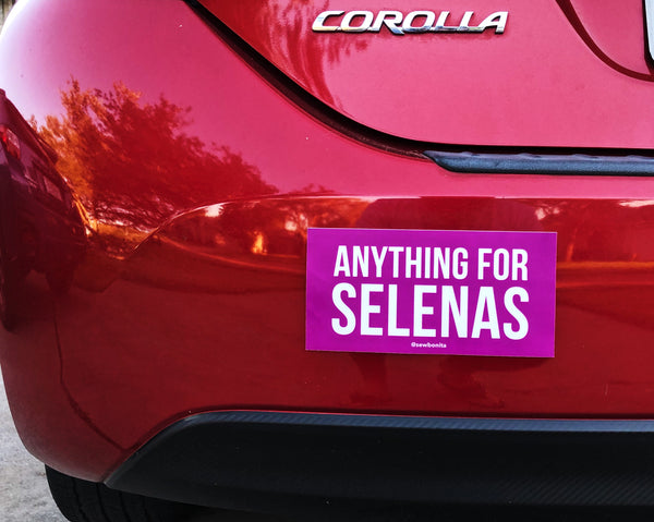 Sew Bonita Anything for Selenas Bumper Car Sticker Purple on Toyota Corolla