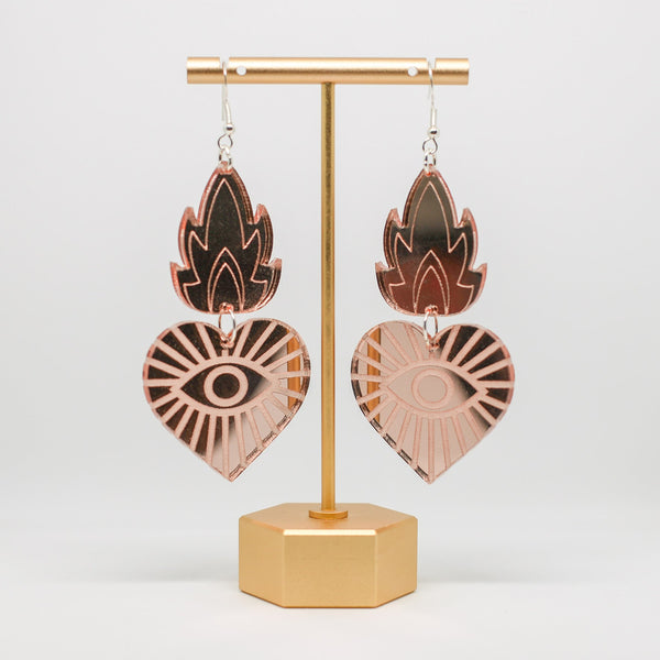 Sacred Heart Evil Eye Earrings