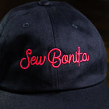 Sew Bonita Corpus Christi black hat with pink stitching
