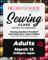 Adult Intro to Sewing Class #2