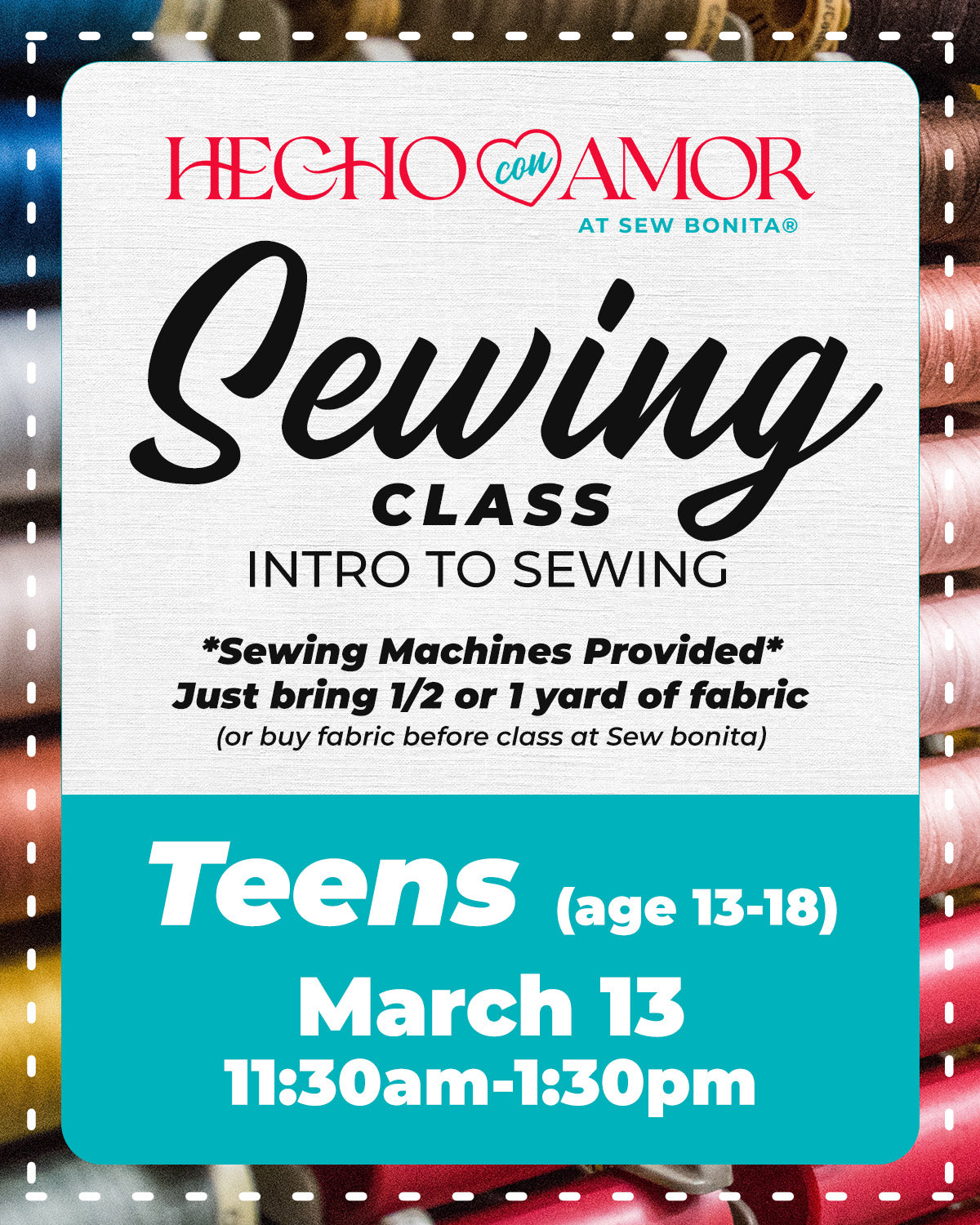 13+ Sew Can She Teen Intro to Sewing Class
(Ages 13 - 18) – Sew Bonita